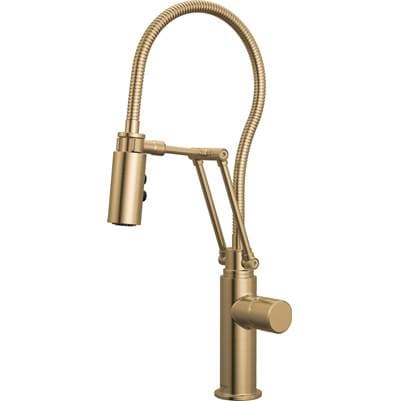 Brizo Odin Articulating Kitchen Faucet with Finished Hose - Less Handle - Luxe Gold