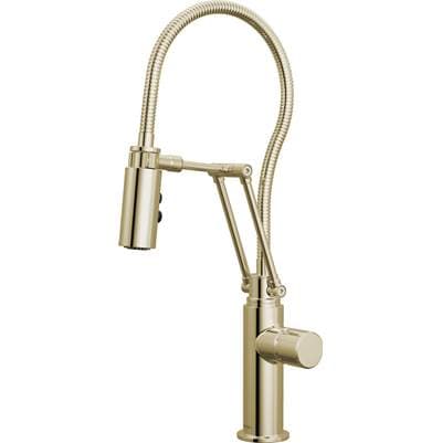 Brizo Odin Articulating Kitchen Faucet with Finished Hose - Less Handle - Polished Nickel