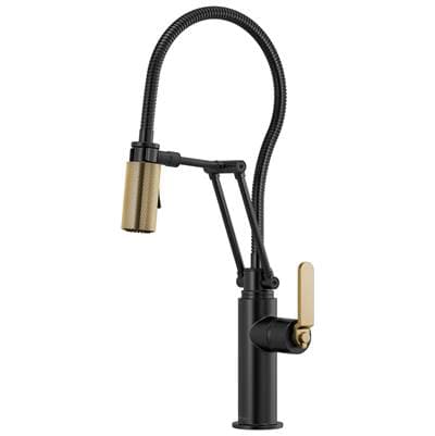 Brizo Litze Articulating Faucet with Finished Hose - Matte Black with Luxe Gold by Brizo