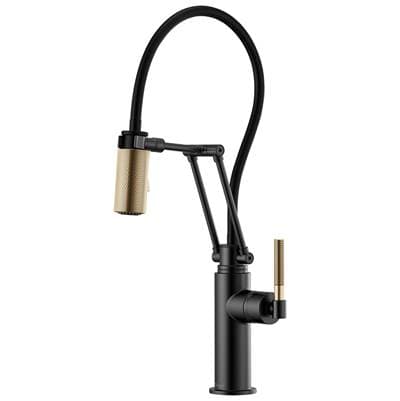Brizo Litze Articulating Faucet with Knurled Handle - Matte Black with Luxe Gold by Brizo