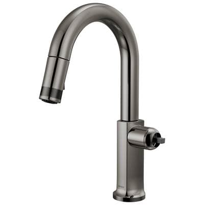 Brizo Kintsu Pull-down Prep Faucet with Arc Spout - Less Handle - Brilliance Black Onyx