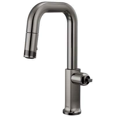 Brizo Kintsu Pull-down Prep Faucet with Square Spout - Less Handle - Brilliance Black Onyx