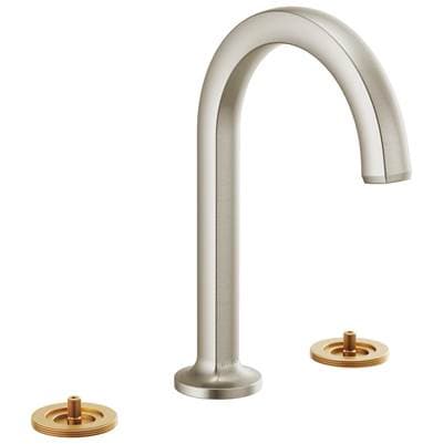 Brizo Kintsu Widespread Lavatory Faucet with Arc Spout - Less Handles 1.5 GPM - Luxe Nickel