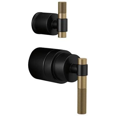 Brizo Litze Pressure Balance Valve Trim Handle Kit - T-lever - Matte Black with Luxe Gold by Brizo
