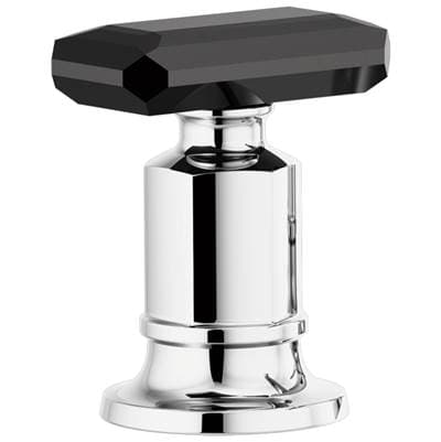Brizo Invari Roman Tub Faucet Black Crystal Knob Handle Kit - Polished Chrome with Black Crystal