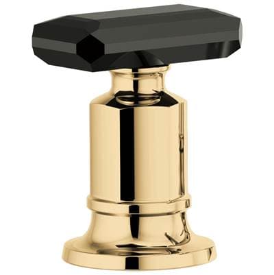 Brizo Invari Roman Tub Faucet Black Crystal Knob Handle Kit - Polished Gold with Black Crystal