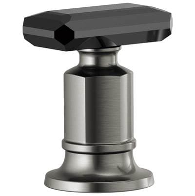 Brizo Invari Roman Tub Faucet Black Crystal Knob Handle Kit - Luxe Steel with Black Crystal