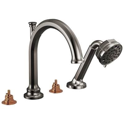 Brizo Beaucleree Roman Tub Faucet with Handshower - Less Handles - Brilliance Black Onyx