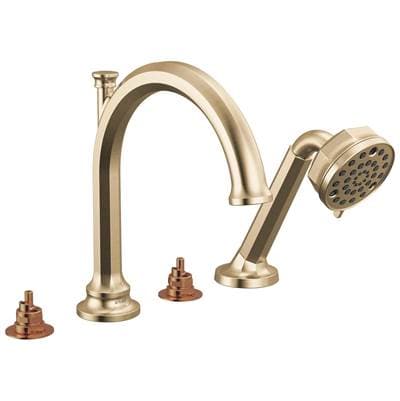 Brizo Beaucleree Roman Tub Faucet with Handshower - Less Handles - Luxe Gold