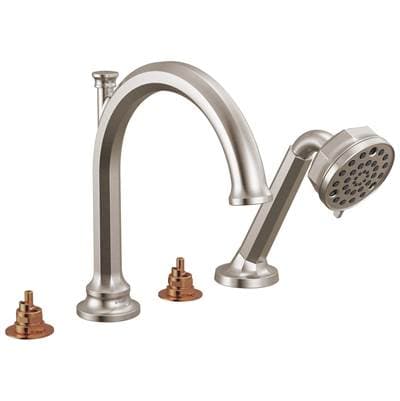Brizo Beaucleree Roman Tub Faucet with Handshower - Less Handles - Luxe Nickel by Brizo