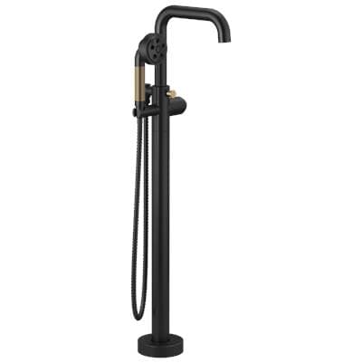 Brizo Litze Single-handle Freestanding Tub Filler - Less Handle - Matte Black with Luxe Gold