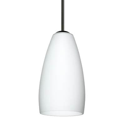 Besa Lighting Chrissy Cord Pendant, Opal Matte, Black Finish, 1X40W Candelabra