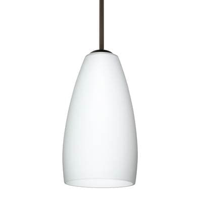 Besa Lighting Chrissy Cord Pendant, Opal Matte, Bronze Finish, 1X40W Candelabra by Besa Lighting