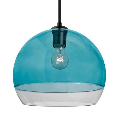 Besa Lighting Ally 12 Cord Pendant, Coral Blue, Clear, Black Finish, 1X60W Max E26 Base