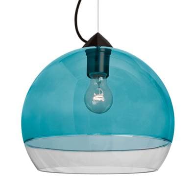 Besa Lighting Ally 12 Cable Pendant, Coral Blue, Clear, Black Finish, 1X 60W Max E26 Base