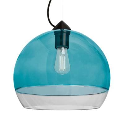 Besa Lighting Ally 12 Cable Pendant, Coral Blue, Clear, Black Finish, 1X8W Led Filament