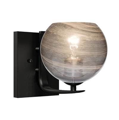 Besa Lighting Jilly Vanity, Vapor Smoke, Black Finish, 1X8W Led Filament by Besa Lighting