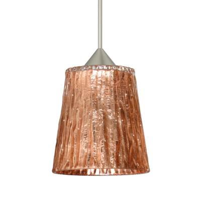 Nico 4 Cord Pendant, Stone Copper Foil, Satin Nickel Finish, 1X5W Led by Besa Lighting