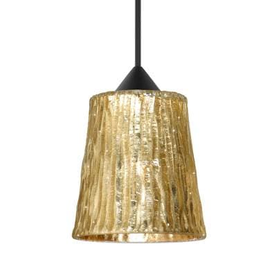 Besa Lighting Nico 4 Pendant, Stone Gold Foil, Black Finish, 1X 35W Max Gy6.35 Base