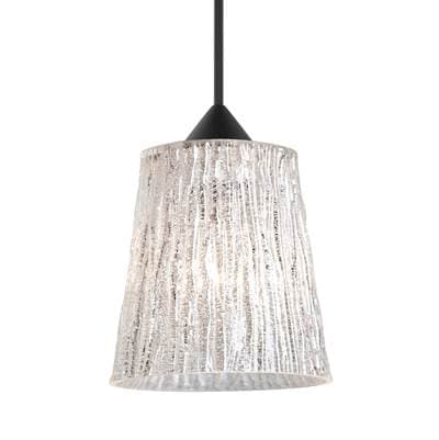 Besa Lighting Nico 4 Pendant, Stone Glitter, Black Finish, 1X 5W Led by Besa Lighting