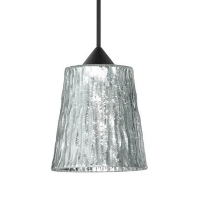 Nico 4 Pendant, Stone Silver Foil, Black Finish, 1X 5W Led by Besa Lighting