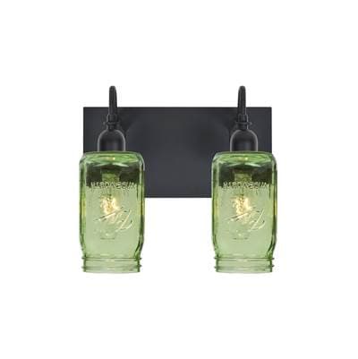 Besa Lighting Milo 4 Vanity, Green, Black, 2X60W Medium Base by Besa Lighting