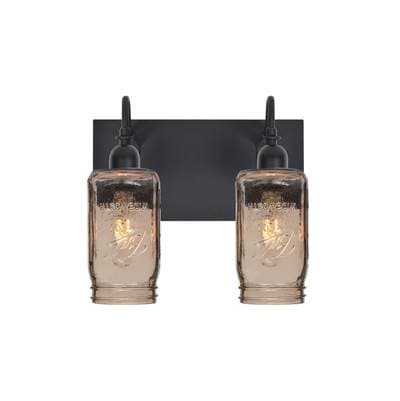 Besa Lighting Milo 4 Vanity, Smoke, Black, 2X60W Medium Base by Besa Lighting