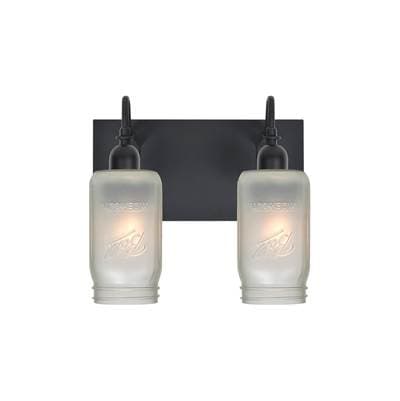 Besa Lighting Milo 4 Vanity, White Frost, Black, 2X60W Medium Base by Besa Lighting