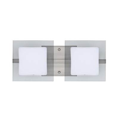 Besa Lighting Alex Vanity, Opal, Clear, Satin Nickel Finish, 2X5W Led by Besa Lighting
