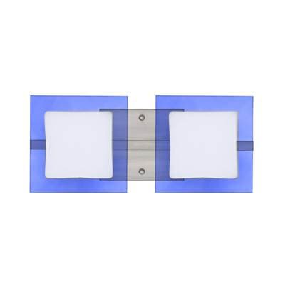 Besa Lighting Alex Vanity, Opal, Blue, Satin Nickel Finish, 2X5W Led by Besa Lighting