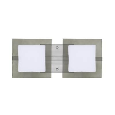 Besa Lighting Alex Vanity, Opal, Smoke, Satin Nickel Finish, 2X5W Led by Besa Lighting