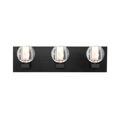 Besa Lighting Boca Vanity, Clear Bubble, Black Finish, 3X3W Led by Besa Lighting