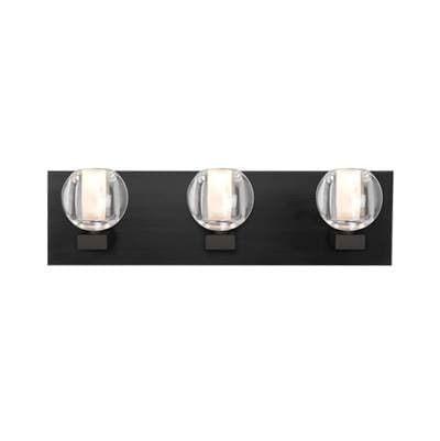 Besa Lighting Boca Vanity, Clear, Black Finish, 3X3W Led by Besa Lighting