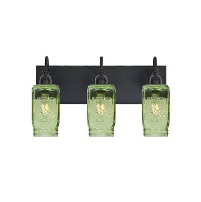 Besa Lighting Milo 4 Vanity, Green, Black, 3X60W Medium Base by Besa Lighting