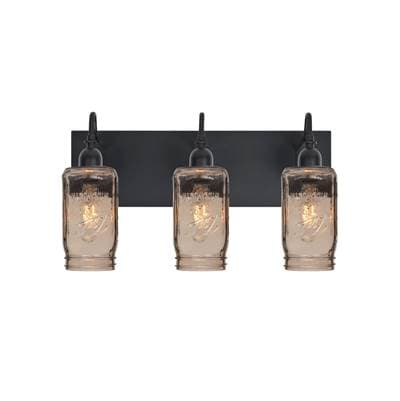Besa Lighting Milo 4 Vanity, Smoke, Black, 3X60W Medium Base by Besa Lighting