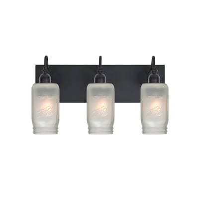 Besa Lighting Milo 4 Vanity, White Frost, Black, 3X60W Medium Base by Besa Lighting