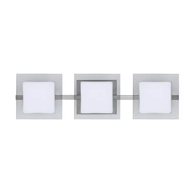 Besa Lighting Alex Vanity, Opal, Clear, Satin Nickel Finish, 3X5W Led by Besa Lighting