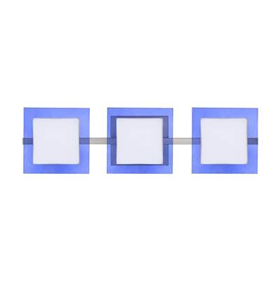 Besa Lighting Alex Vanity, Opal, Blue, Satin Nickel Finish, 3X50W G9 by Besa Lighting