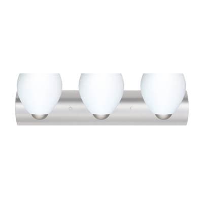 Besa Lighting Bolla Vanity, Opal Matte, Satin Nickel Finish, 3X60W Medium Base by Besa Lighting