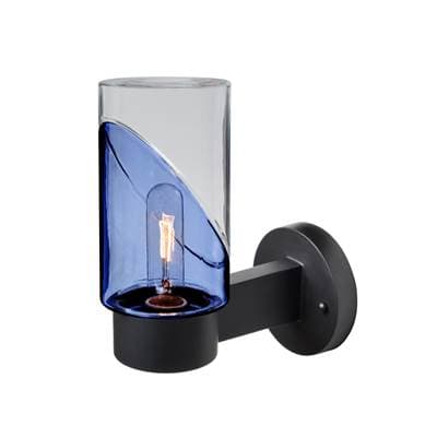 Besa Lighting Blink Outdoor Sconce, Blue, Clear, Black Finish, 1X60W Max E26 Base