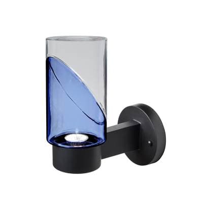Besa Lighting Blink Outdoor Sconce, Blue, Clear, Black Finish, 1X4W Led