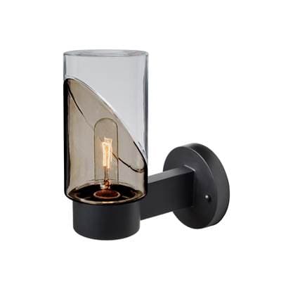 Besa Lighting Blink Outdoor Sconce, Smoke, Clear, Black Finish, 1X5W Led Filament