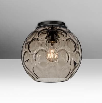 Besa Lighting Bombay Ceiling, Smoke, Black Finish, 1X9W Led Filament by Besa Lighting