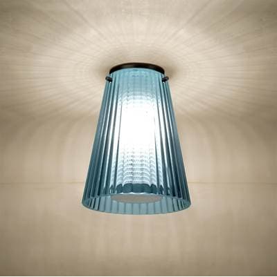 Besa Lighting Dion Ceiling, Blue Shade, Black Finish, 1X60W E26 Base
