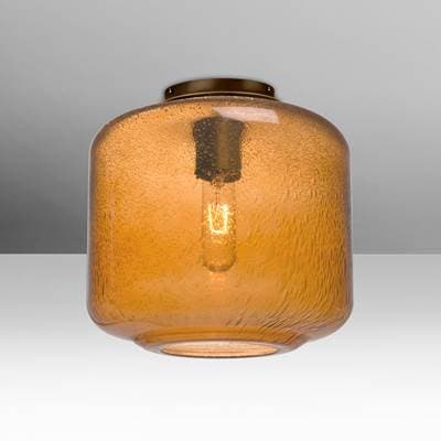 Besa Lighting Niles 10 Ceiling, Amber Bubble, Bronze, 1X4W Led Filament