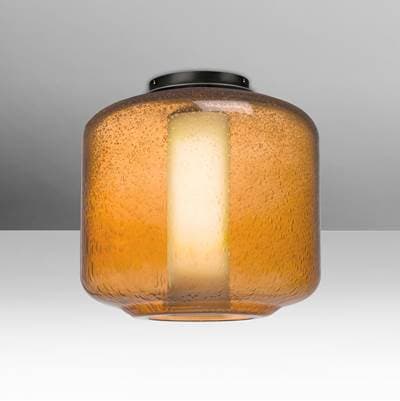 Besa Lighting Niles 10 Ceiling, Amber Bubble, Opal, Black, 1X60W Max E26 Base by Besa Lighting