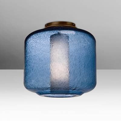 Besa Lighting Niles 10 Ceiling, Blue Bubble, Opal, Bronze Finish, 1X5W Led