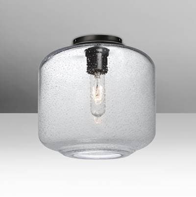 Besa Lighting Niles 10 Ceiling, Clear Bubble, Black, 1X60W Max E26 Base