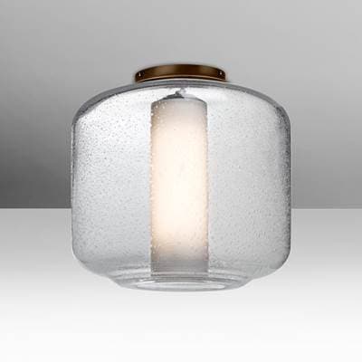 Besa Lighting Niles 10 Ceiling, Clear Bubble, Opal, Bronze Finish, 1X5W Led
