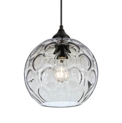 Besa Lighting Bombay Pendant, Clear, Black Finish, 1X 8W Led Filament